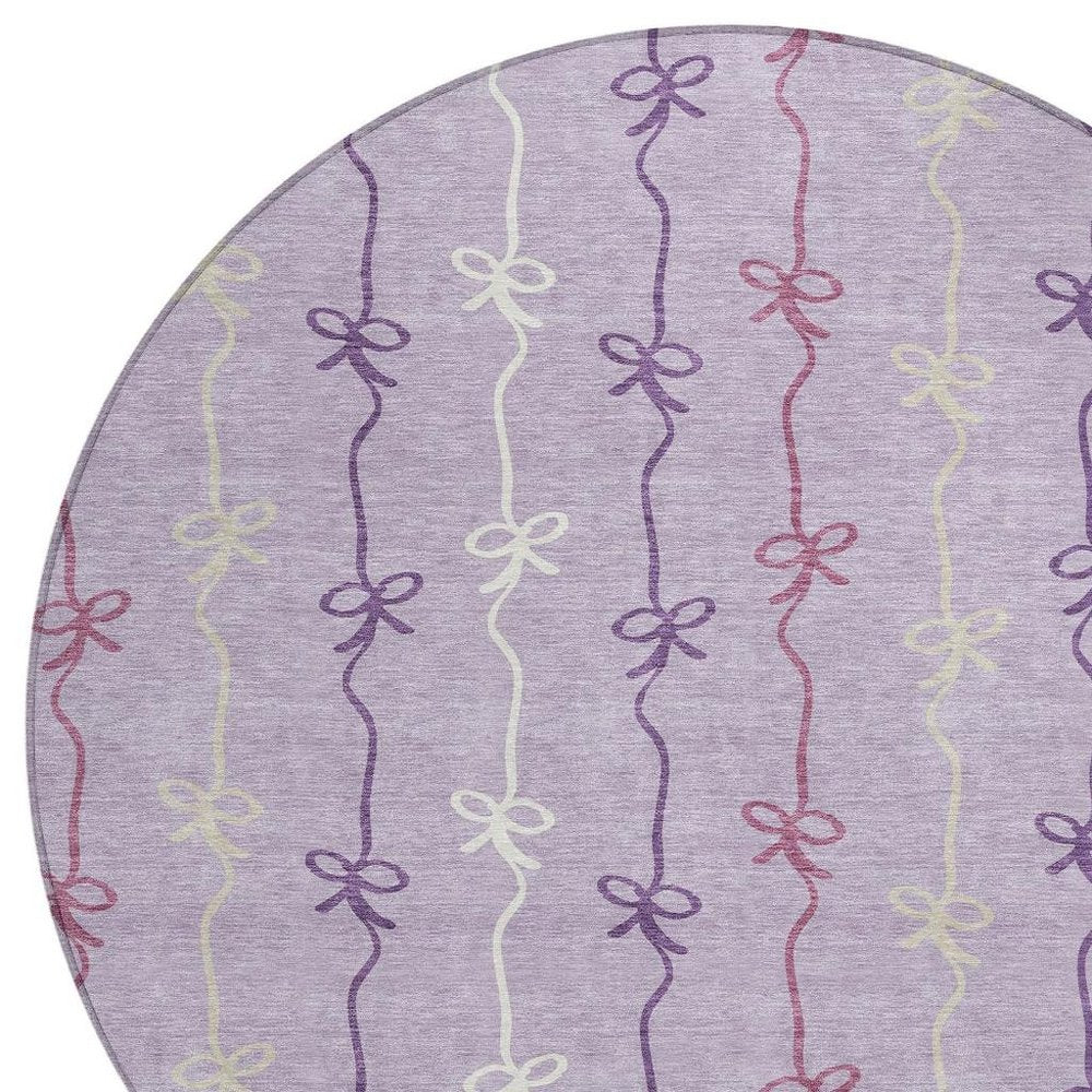 8' Lavender And Mauve Round Southwestern Washable Indoor Outdoor Area Rug HomeRoots