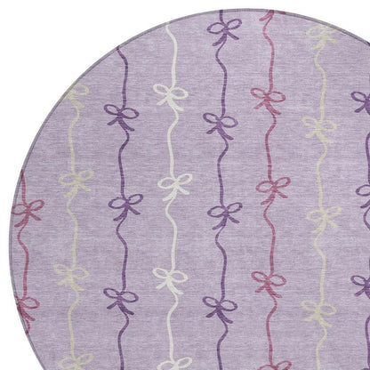 8' Lavender And Mauve Round Southwestern Washable Indoor Outdoor Area Rug HomeRoots