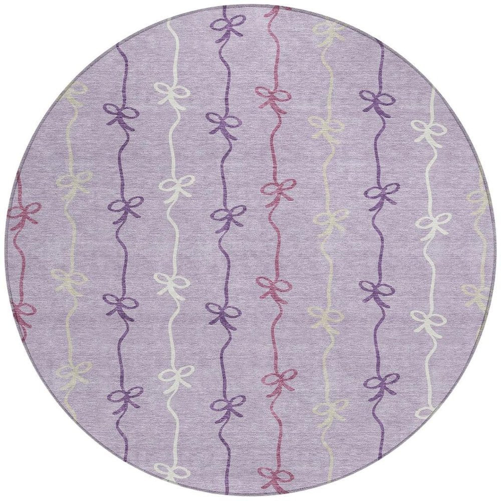 8' Lavender And Mauve Round Southwestern Washable Indoor Outdoor Area Rug HomeRoots