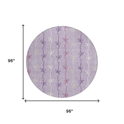 8' Lavender And Mauve Round Southwestern Washable Indoor Outdoor Area Rug HomeRoots