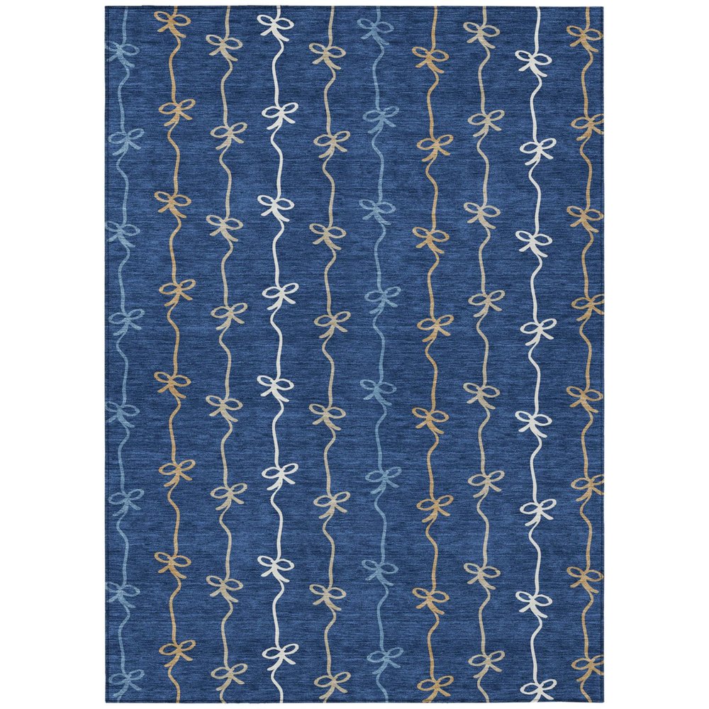 3' X 5' Navy Blue And Denim Blue Southwestern Washable Indoor Outdoor Area Rug HomeRoots