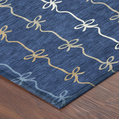 3' X 5' Navy Blue And Denim Blue Southwestern Washable Indoor Outdoor Area Rug HomeRoots