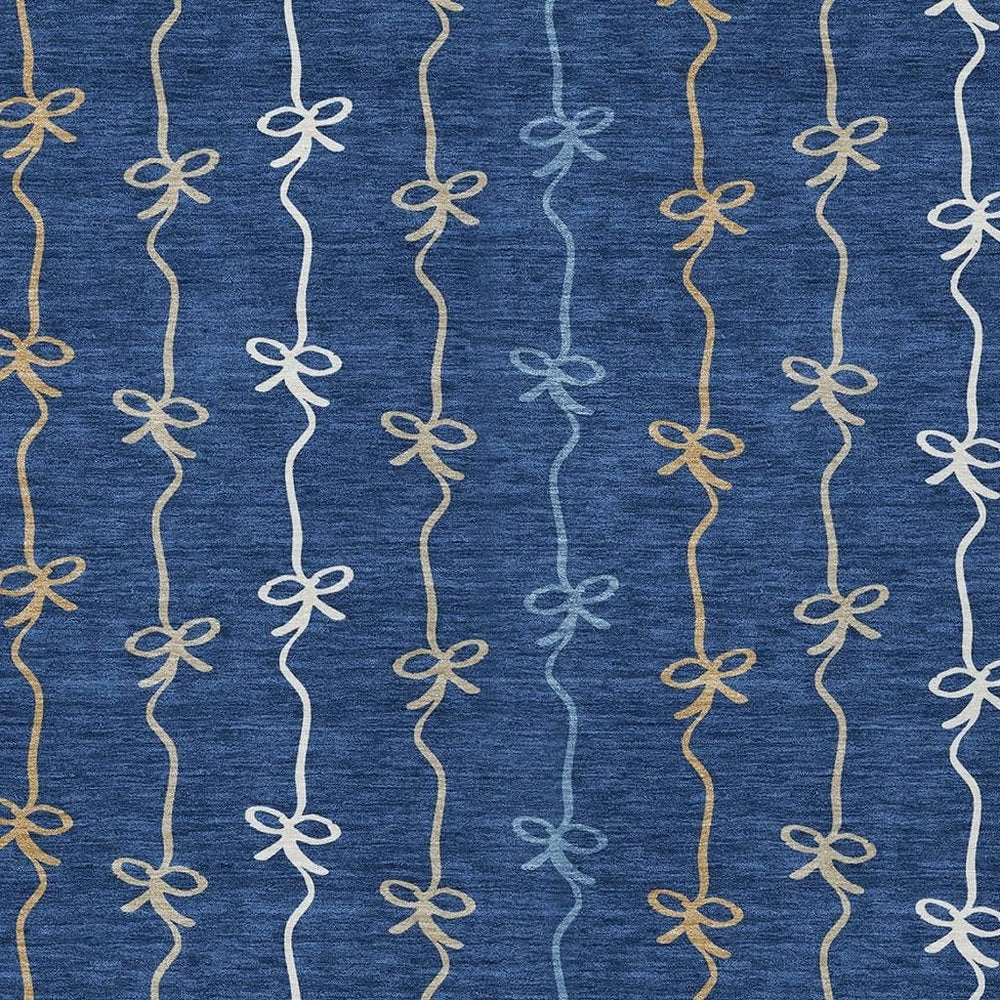 3' X 5' Navy Blue And Denim Blue Southwestern Washable Indoor Outdoor Area Rug HomeRoots