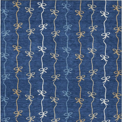 3' X 5' Navy Blue And Denim Blue Southwestern Washable Indoor Outdoor Area Rug HomeRoots