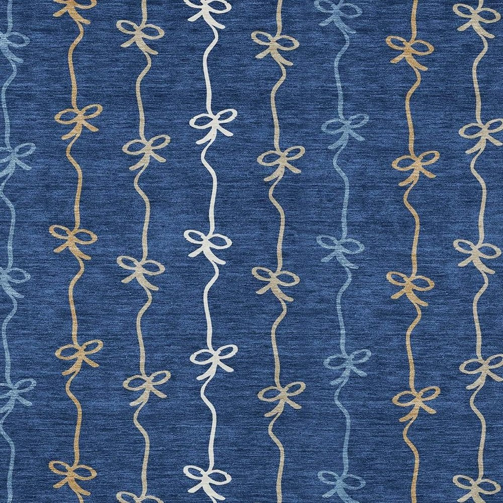 5' X 8' Navy Blue And Denim Blue Southwestern Washable Indoor Outdoor Area Rug HomeRoots