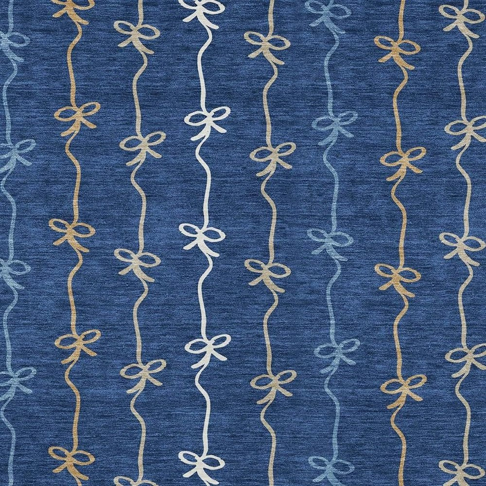 8' X 10' Navy Blue And Denim Blue Southwestern Washable Indoor Outdoor Area Rug HomeRoots