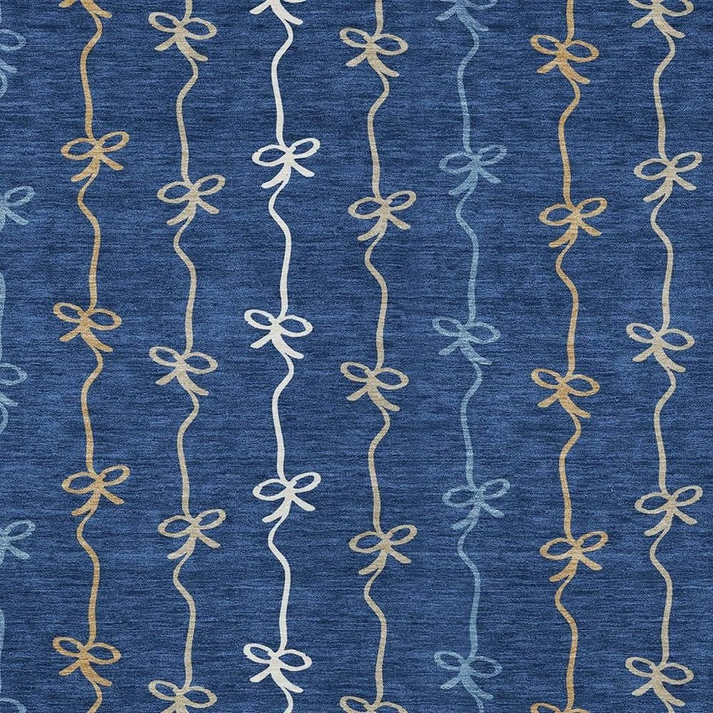 9' X 12' Navy Blue And Denim Blue Southwestern Washable Indoor Outdoor Area Rug HomeRoots
