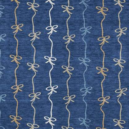 9' X 12' Navy Blue And Denim Blue Southwestern Washable Indoor Outdoor Area Rug HomeRoots