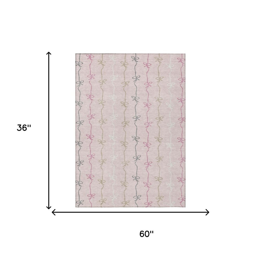 3' X 5' Pink And Gray Southwestern Washable Indoor Outdoor Area Rug HomeRoots