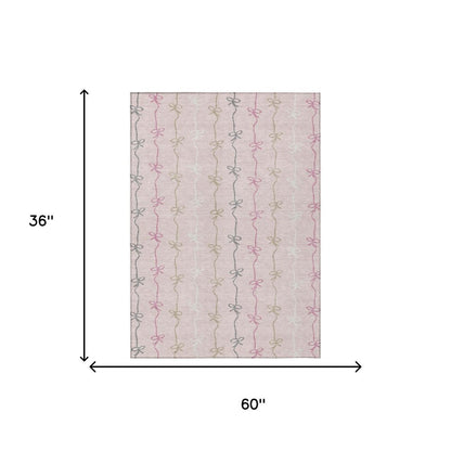 3' X 5' Pink And Gray Southwestern Washable Indoor Outdoor Area Rug HomeRoots