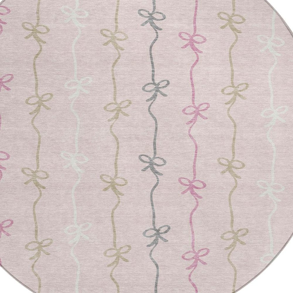 8' Pink And Gray Round Southwestern Washable Indoor Outdoor Area Rug HomeRoots