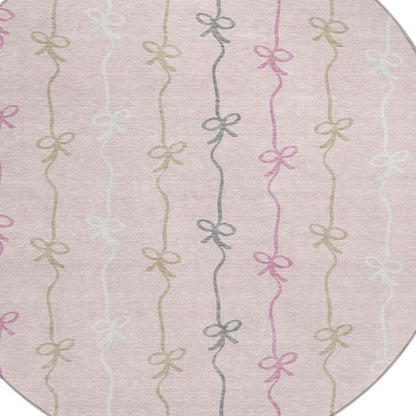 8' Pink And Gray Round Southwestern Washable Indoor Outdoor Area Rug HomeRoots