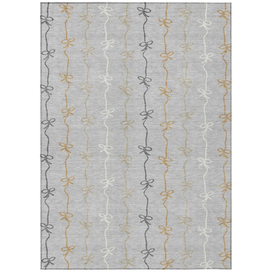 5' X 8' Silver And Gray Southwestern Washable Indoor Outdoor Area Rug HomeRoots