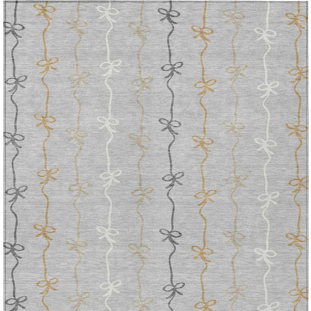 5' X 8' Silver And Gray Southwestern Washable Indoor Outdoor Area Rug HomeRoots