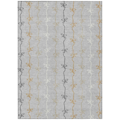 8' X 10' Silver And Gray Southwestern Washable Indoor Outdoor Area Rug