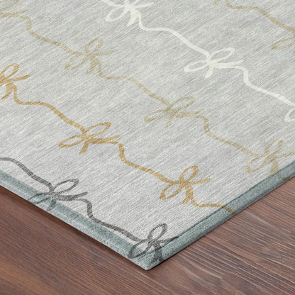 8' X 10' Silver And Gray Southwestern Washable Indoor Outdoor Area Rug