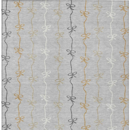 8' X 10' Silver And Gray Southwestern Washable Indoor Outdoor Area Rug