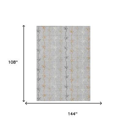 9' X 12' Silver And Gray Southwestern Washable Indoor Outdoor Area Rug HomeRoots