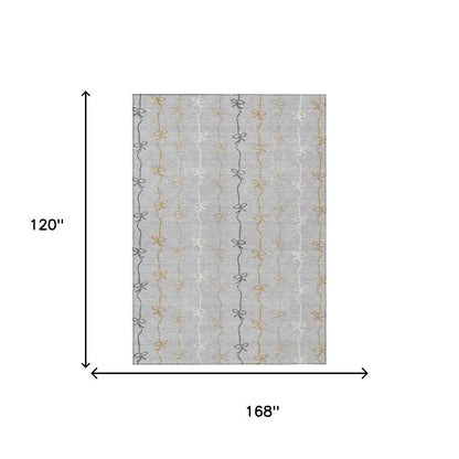 10' X 14' Silver And Gray Southwestern Washable Indoor Outdoor Area Rug HomeRoots