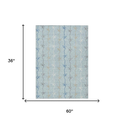 3' X 5' Sky Blue And Denim Blue Southwestern Washable Indoor Outdoor Area Rug HomeRoots