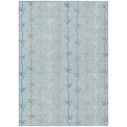 3' X 5' Sky Blue And Denim Blue Southwestern Washable Indoor Outdoor Area Rug HomeRoots