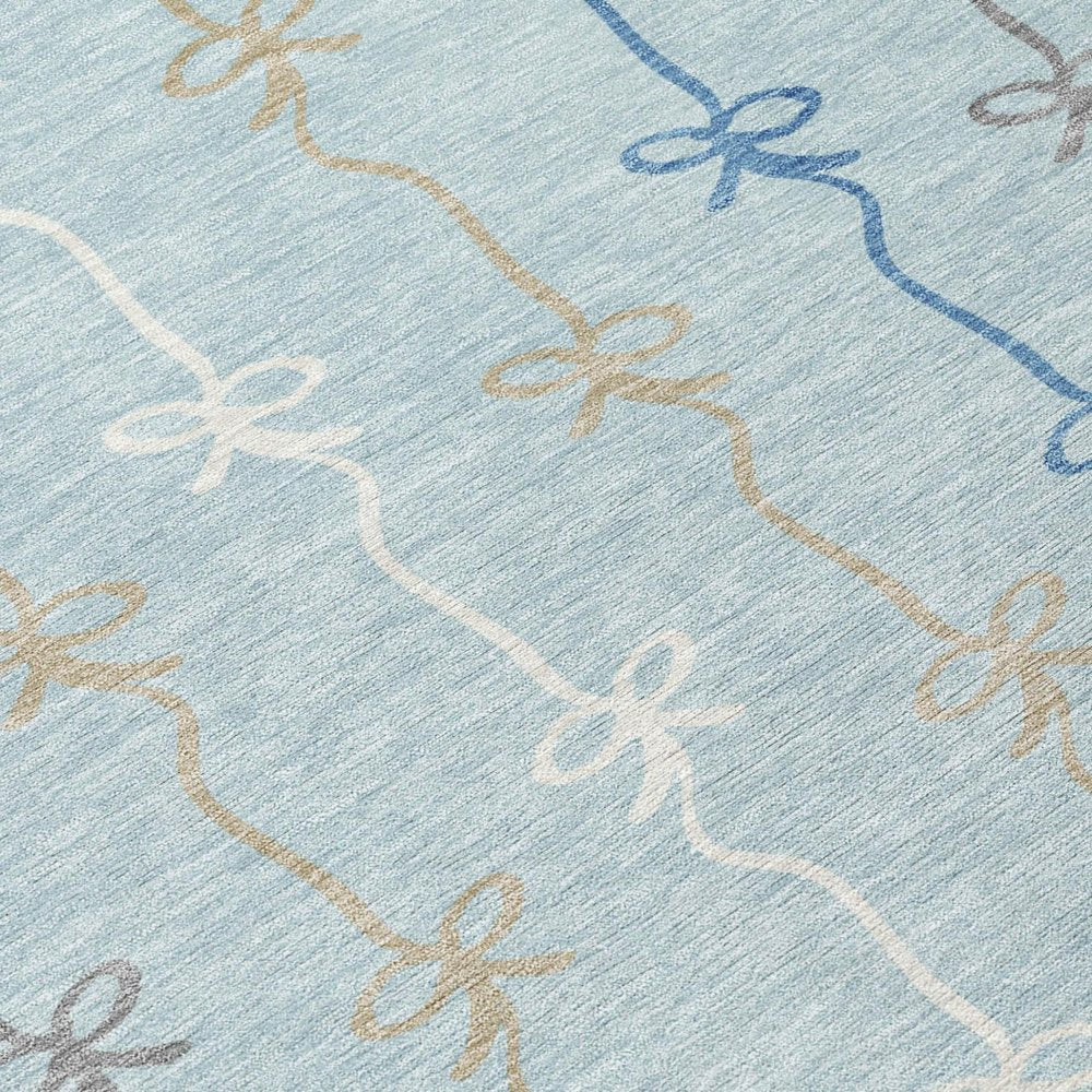 3' X 5' Sky Blue And Denim Blue Southwestern Washable Indoor Outdoor Area Rug HomeRoots