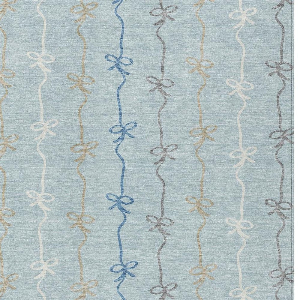 5' X 8' Sky Blue And Denim Blue Southwestern Washable Indoor Outdoor Area Rug HomeRoots