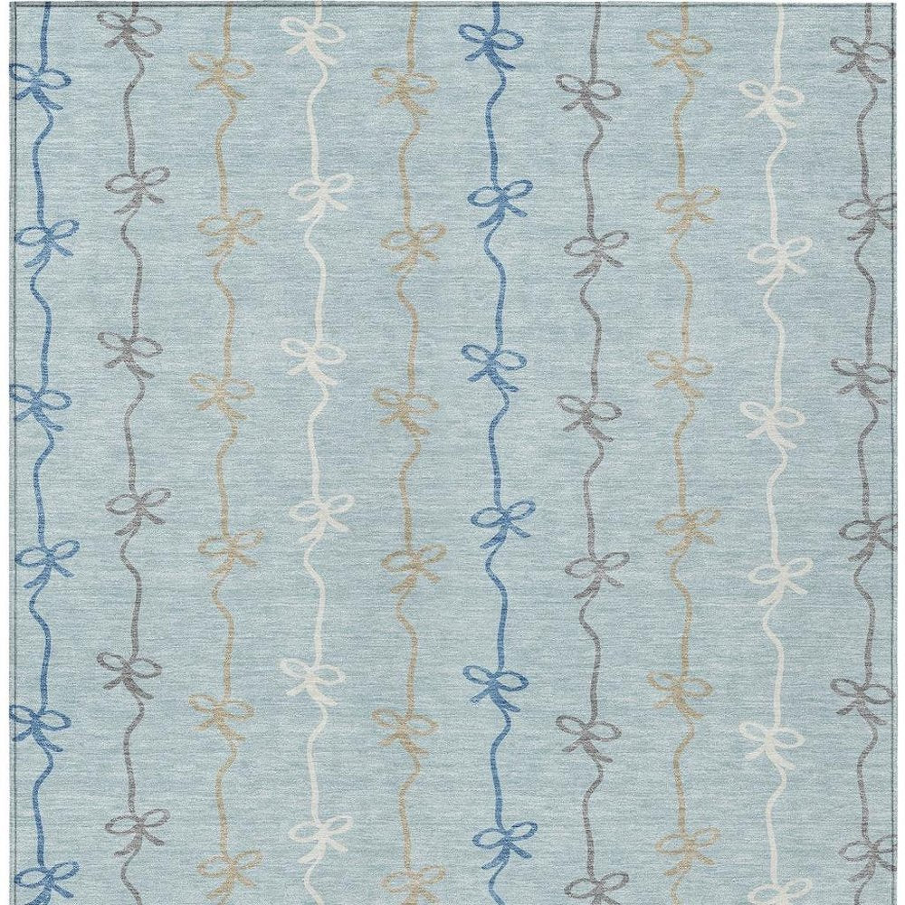 5' X 8' Sky Blue And Denim Blue Southwestern Washable Indoor Outdoor Area Rug HomeRoots
