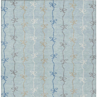5' X 8' Sky Blue And Denim Blue Southwestern Washable Indoor Outdoor Area Rug HomeRoots