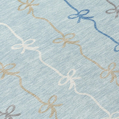 5' X 8' Sky Blue And Denim Blue Southwestern Washable Indoor Outdoor Area Rug HomeRoots
