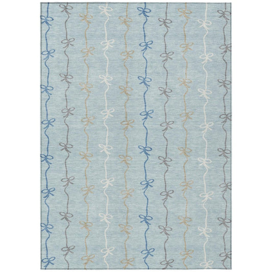 8' X 10' Sky Blue And Denim Blue Southwestern Washable Indoor Outdoor Area Rug HomeRoots
