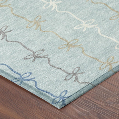 8' X 10' Sky Blue And Denim Blue Southwestern Washable Indoor Outdoor Area Rug HomeRoots