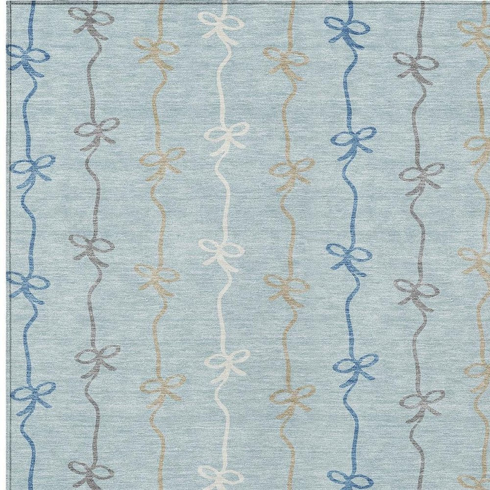 8' X 10' Sky Blue And Denim Blue Southwestern Washable Indoor Outdoor Area Rug HomeRoots
