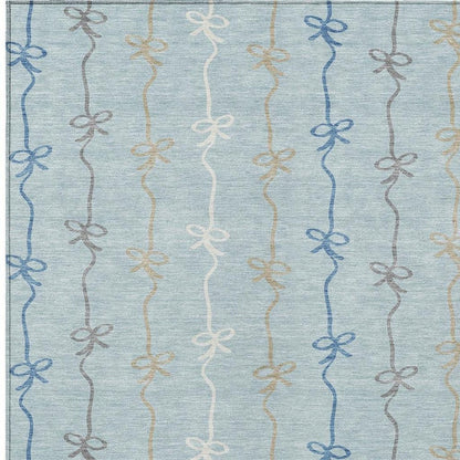 8' X 10' Sky Blue And Denim Blue Southwestern Washable Indoor Outdoor Area Rug HomeRoots