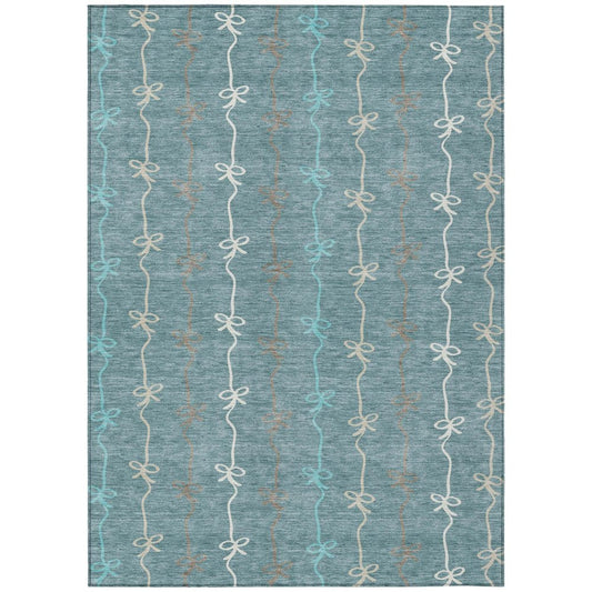 3' X 5' Teal Blue And Aqua Southwestern Washable Indoor Outdoor Area Rug HomeRoots
