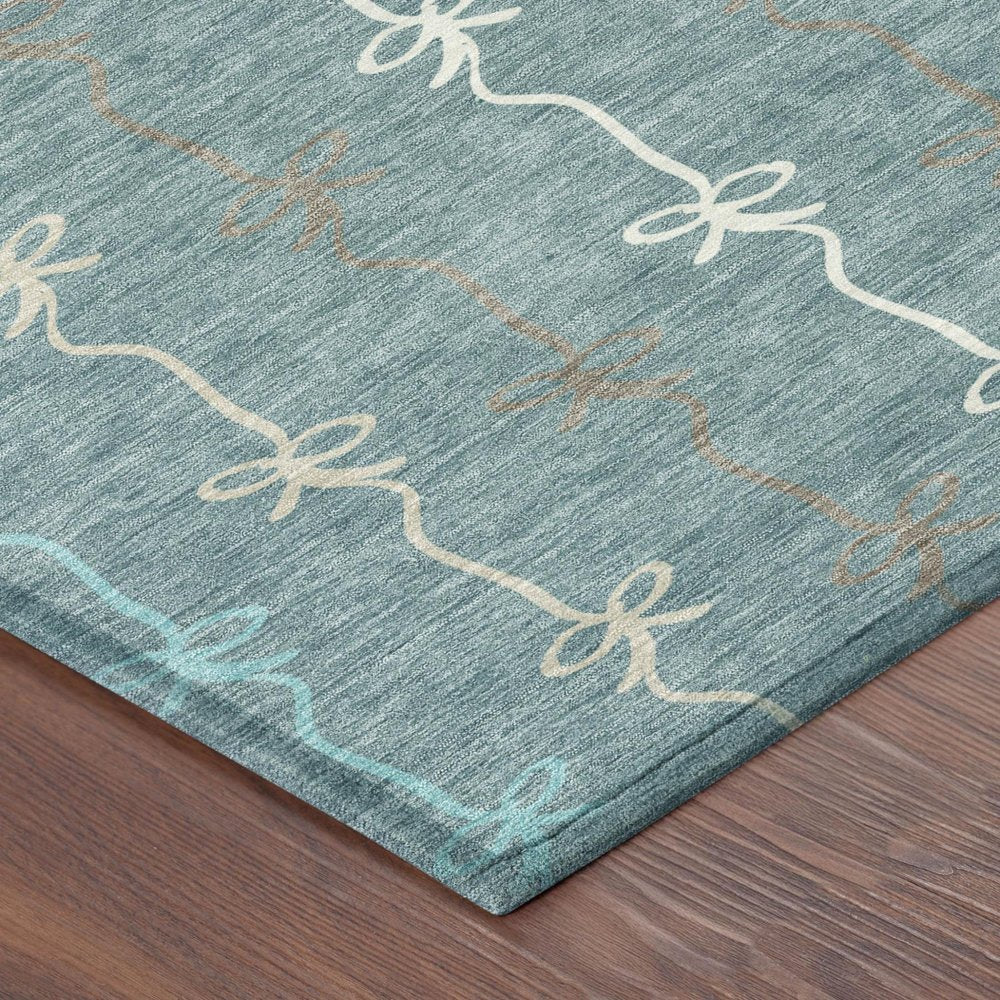 3' X 5' Teal Blue And Aqua Southwestern Washable Indoor Outdoor Area Rug HomeRoots