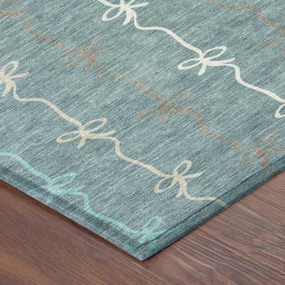 3' X 5' Teal Blue And Aqua Southwestern Washable Indoor Outdoor Area Rug HomeRoots