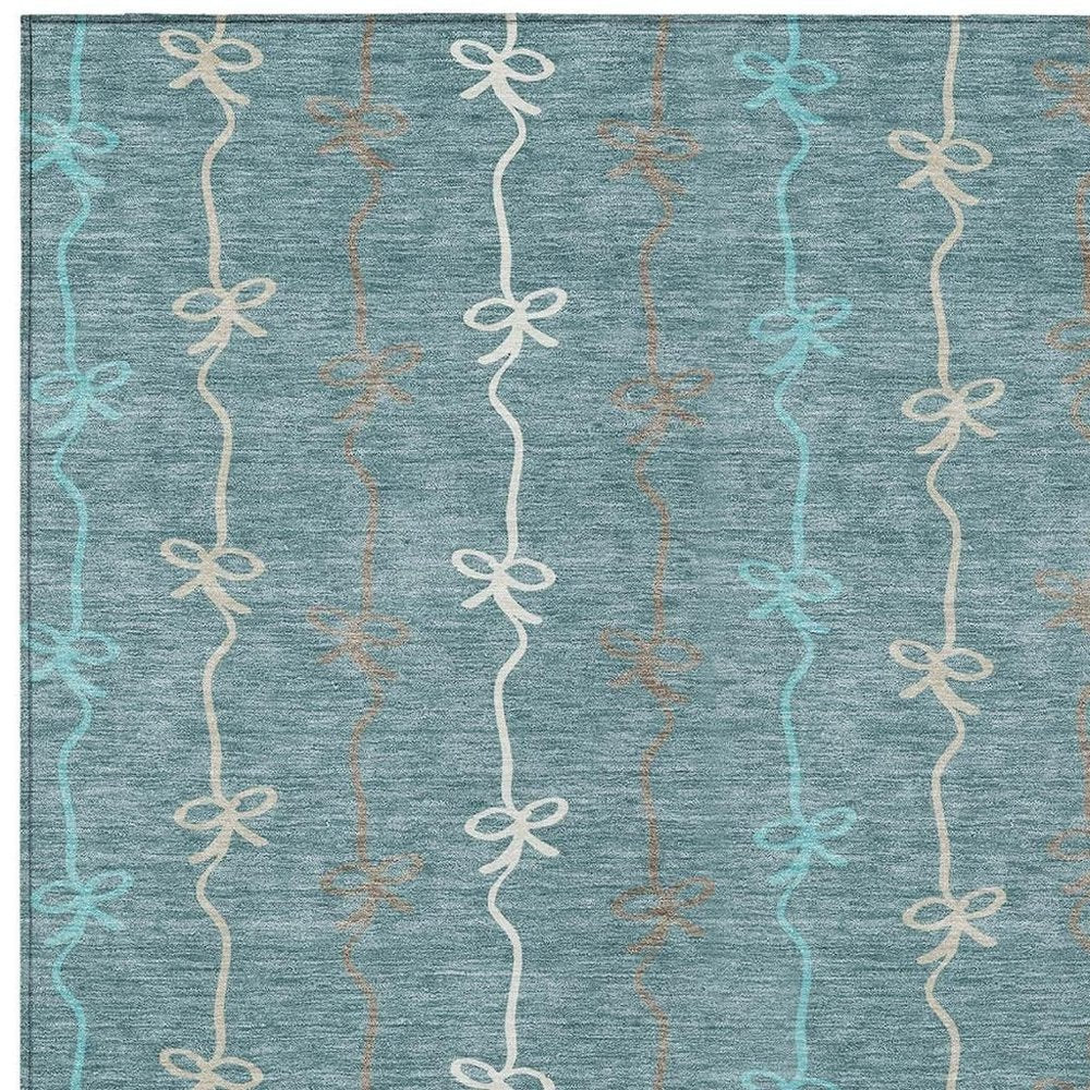 3' X 5' Teal Blue And Aqua Southwestern Washable Indoor Outdoor Area Rug HomeRoots