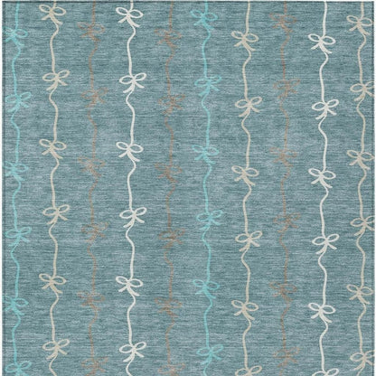 3' X 5' Teal Blue And Aqua Southwestern Washable Indoor Outdoor Area Rug HomeRoots