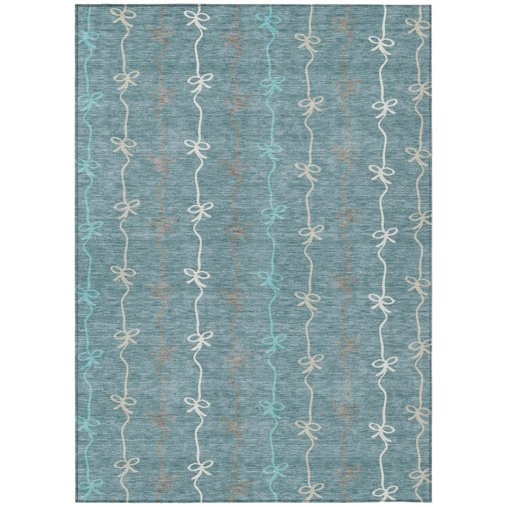 5' X 8' Teal Blue And Aqua Southwestern Washable Indoor Outdoor Area Rug HomeRoots
