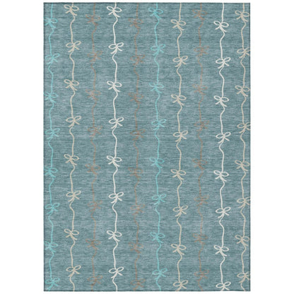 5' X 8' Teal Blue And Aqua Southwestern Washable Indoor Outdoor Area Rug HomeRoots