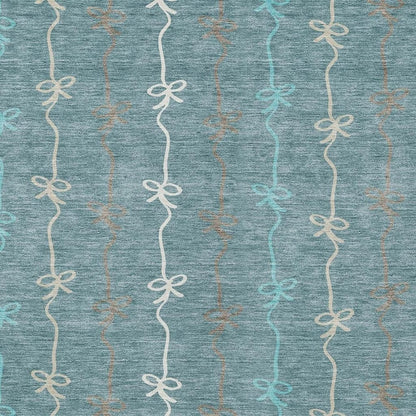 5' X 8' Teal Blue And Aqua Southwestern Washable Indoor Outdoor Area Rug