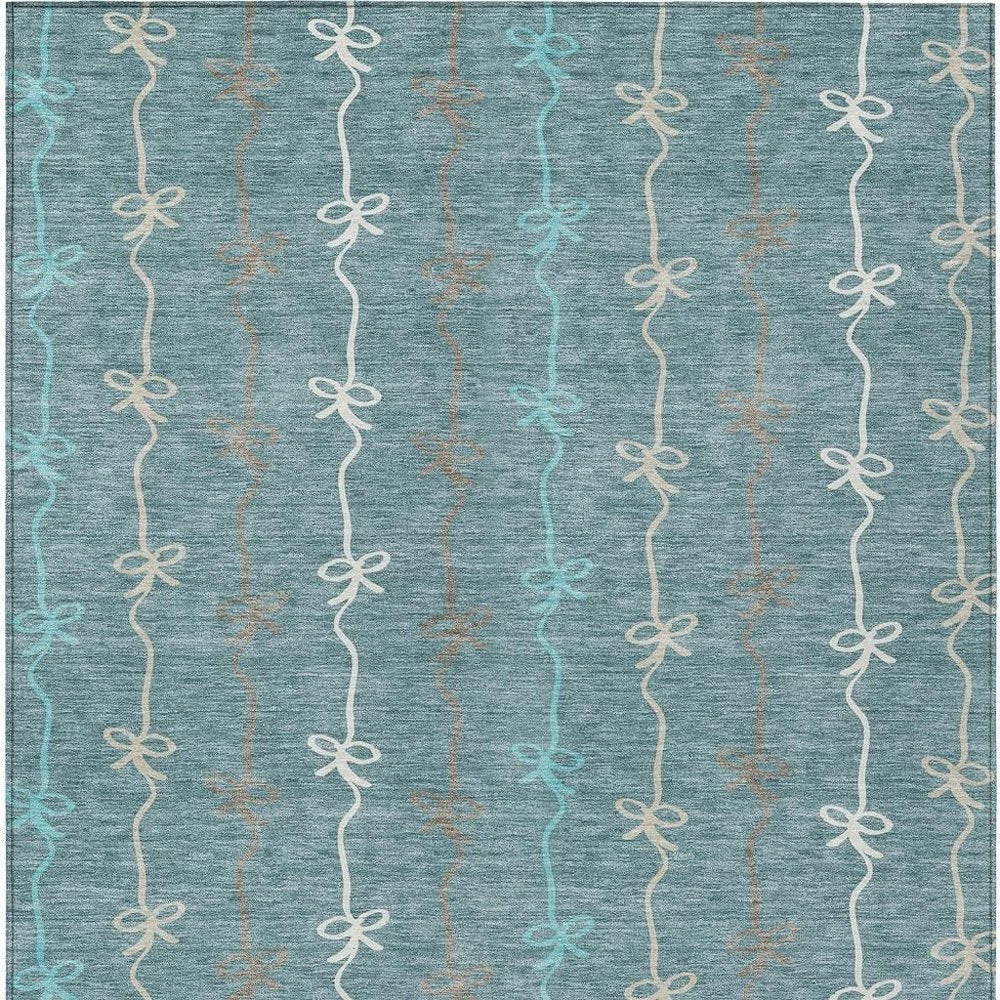 5' X 8' Teal Blue And Aqua Southwestern Washable Indoor Outdoor Area Rug HomeRoots