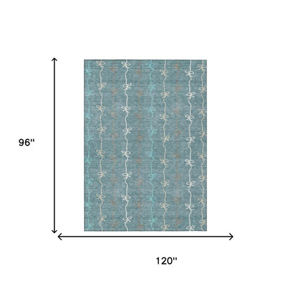 8' X 10' Teal Blue And Aqua Southwestern Washable Indoor Outdoor Area Rug HomeRoots