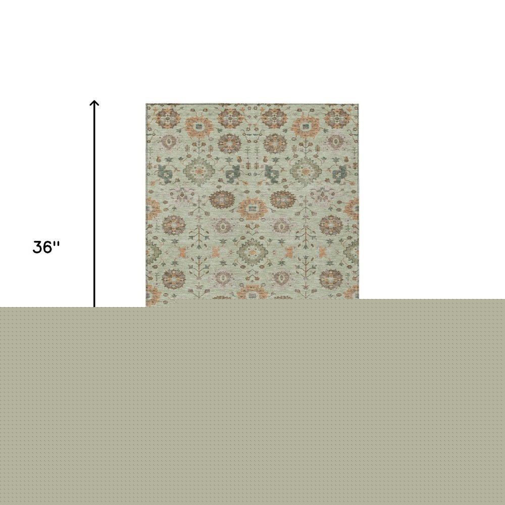 3' X 5' Green And Khaki Geometric Washable Indoor Outdoor Area Rug — view 20