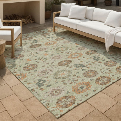 3' X 5' Green And Khaki Geometric Washable Indoor Outdoor Area Rug HomeRoots