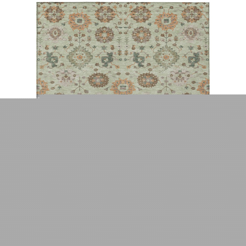 3' X 5' Green And Khaki Geometric Washable Indoor Outdoor Area Rug — view 2