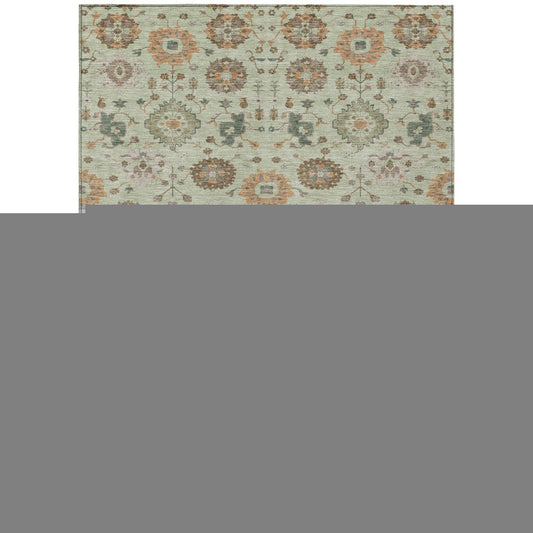 3' X 5' Green And Khaki Geometric Washable Indoor Outdoor Area Rug