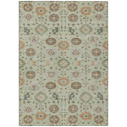 3' X 5' Green And Khaki Geometric Washable Indoor Outdoor Area Rug HomeRoots