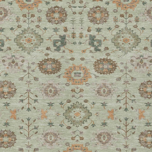 3' X 5' Green And Khaki Geometric Washable Indoor Outdoor Area Rug